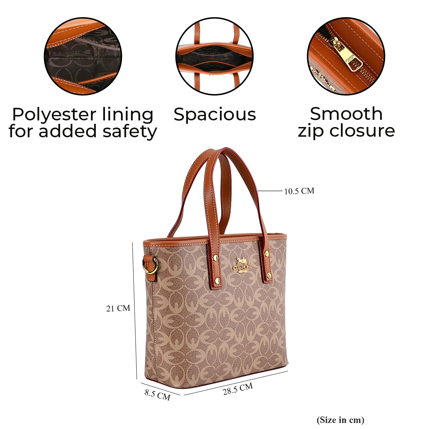 GUANCHI Crossbody Bag with Handle Drop &amp; Shoulder Strap - Brown 7693067 6