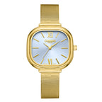 Gamages Of London TULIP Ladies Diamond Studded Swiss Movt. Aqua Blue Dial Water Resistant Watch with Gold Mesh Bracelet_7694285