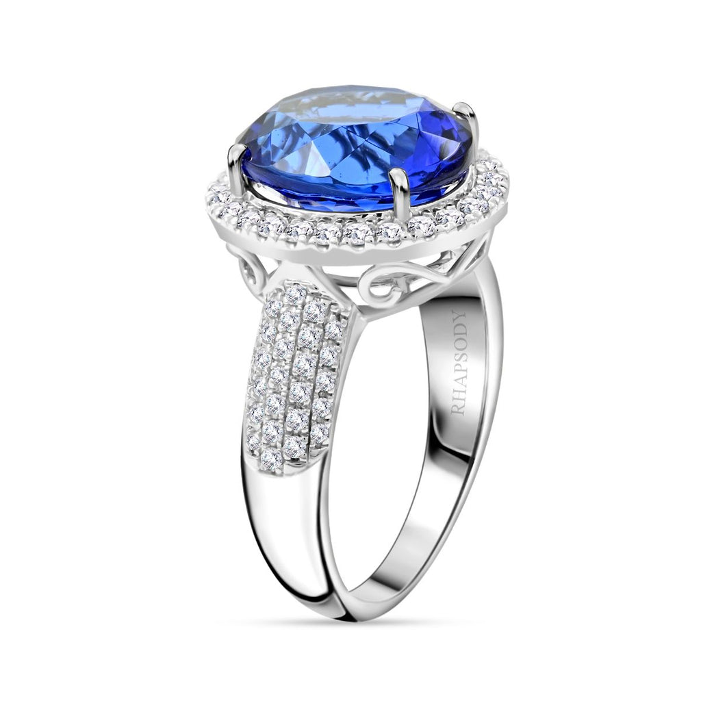 RHAPSODY 950 Platinum AGI Certified & Appraised AAAA Tanzanite and Diamond (VS/EF) Ring 8.15 Ct, Platinum Wt. 9.00 Gms._7695506_3