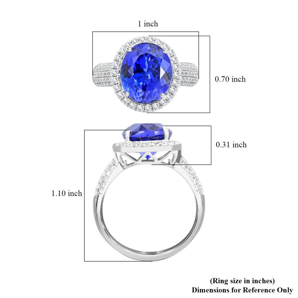 RHAPSODY 950 Platinum AGI Certified & Appraised AAAA Tanzanite and Diamond (VS/EF) Ring 8.15 Ct, Platinum Wt. 9.00 Gms._7695506_5