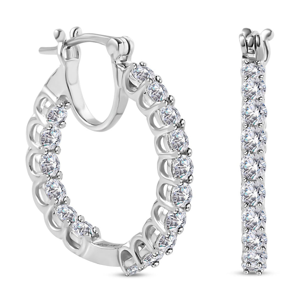 Moissanite Hoop Earrings in Platinum Overlay Sterling Silver 2.56 Ct_7697221