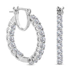 Moissanite Hoop Earrings in Platinum Overlay Sterling Silver 2.56 Ct_7697221