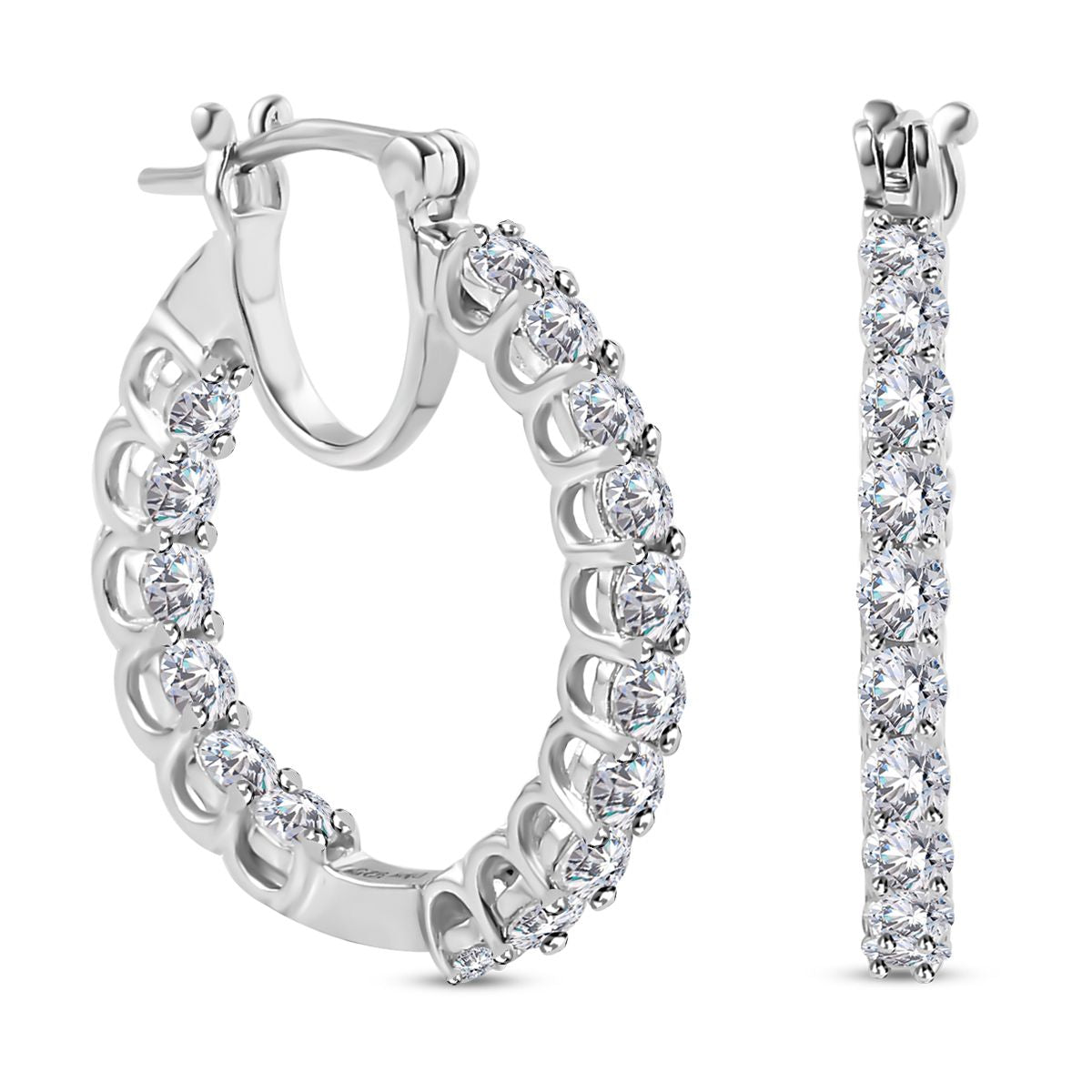 Moissanite  Inside-Out Hoop Earrings in Platinum Overlay Sterling Silver 2.560  Ct. 7697221 0