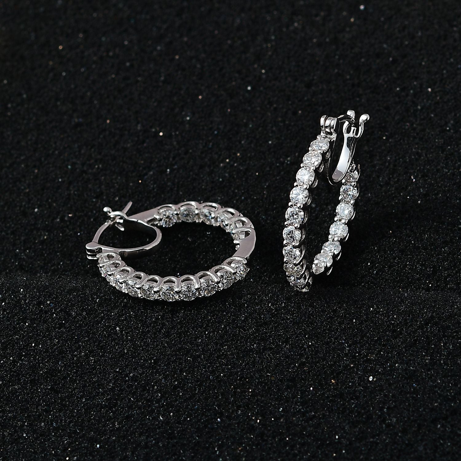 Moissanite  Inside-Out Hoop Earrings in Platinum Overlay Sterling Silver 2.560  Ct. 7697221 2