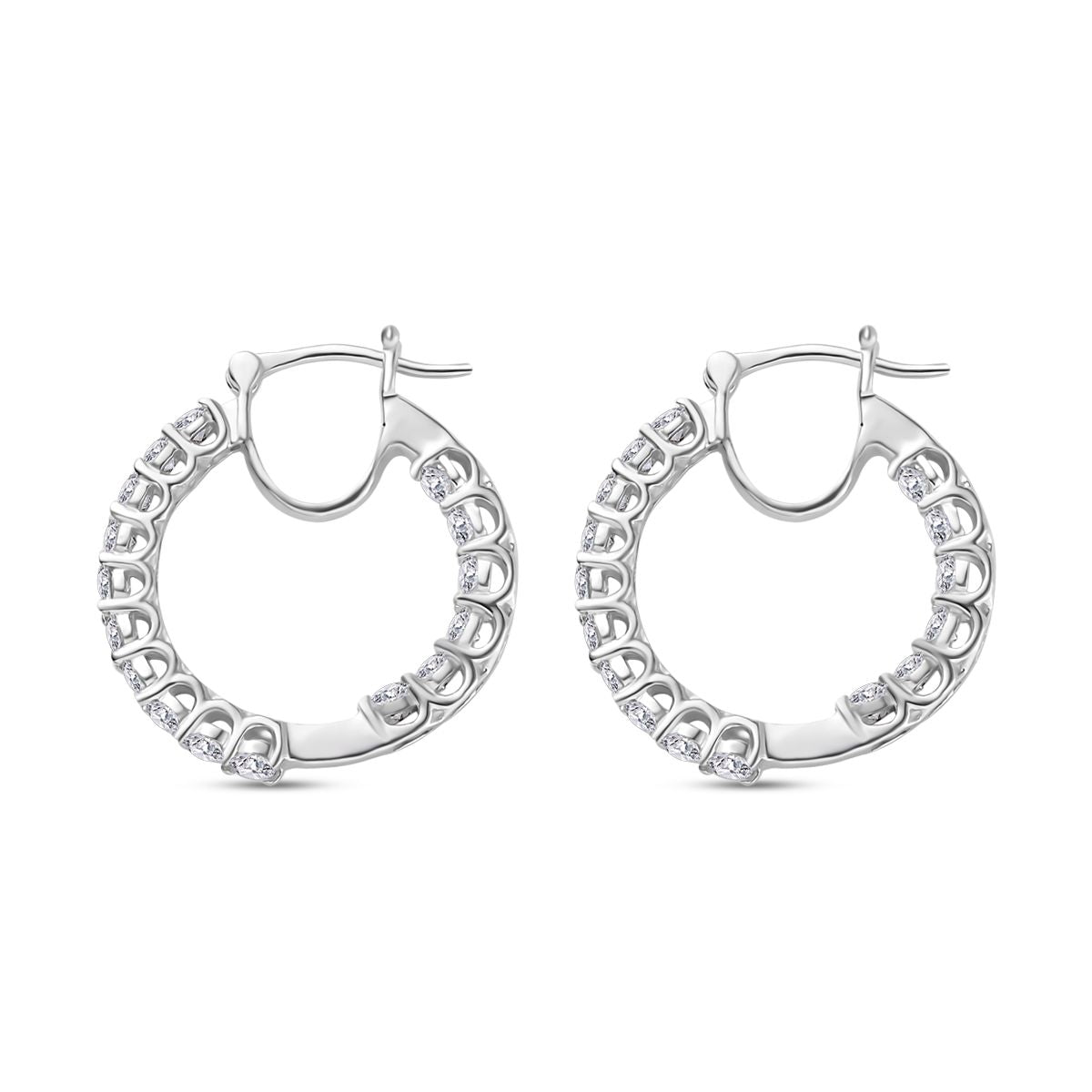 Moissanite  Inside-Out Hoop Earrings in Platinum Overlay Sterling Silver 2.560  Ct. 7697221 4