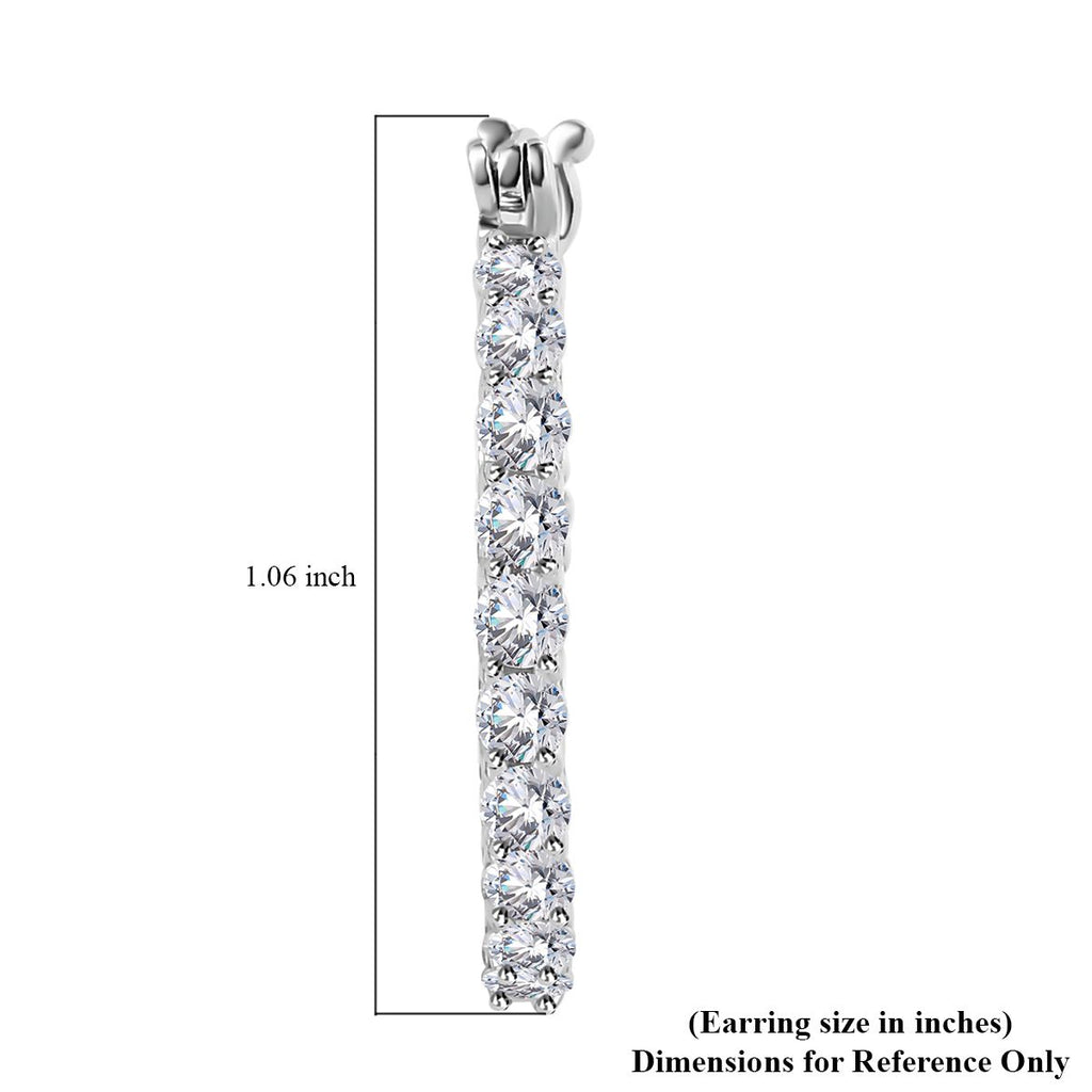 Moissanite Hoop Earrings in Platinum Overlay Sterling Silver 2.56 Ct_7697221_4