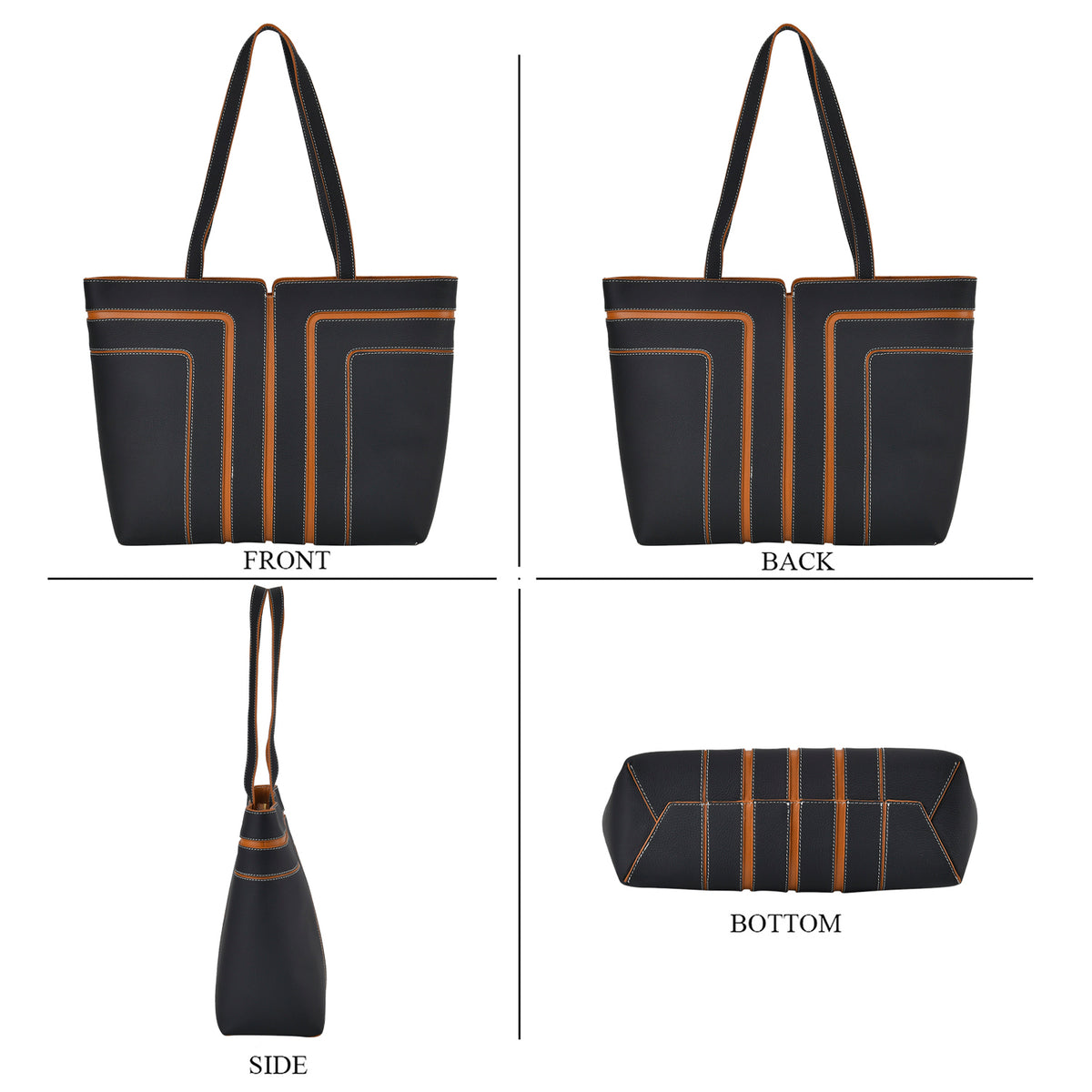 Genuine Leather Tote Bag with Handle Drop V32520231 4