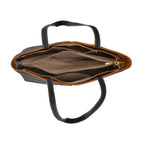 Genuine Leather Tote Bag with Handle Drop - Black & Brown_7700285_4
