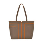 Genuine Leather Tote Bag with Handle Drop - Grey & Brown_7700287