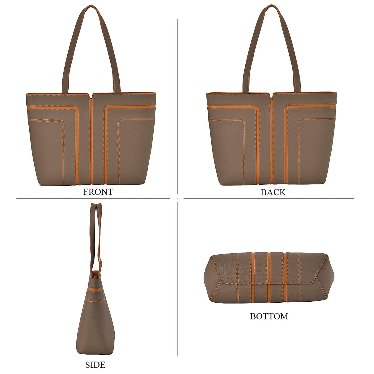 Genuine Leather Tote Bag with Handle Drop V32605028 4