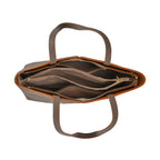 Genuine Leather Tote Bag with Handle Drop - Grey & Brown_7700287_4