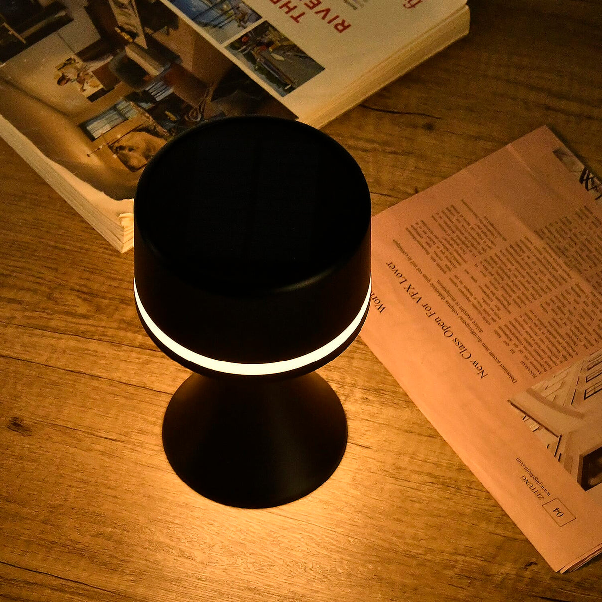 Solar Table Lamp with USB Recharge Function and 1200mah Battery - Black 7700593 2