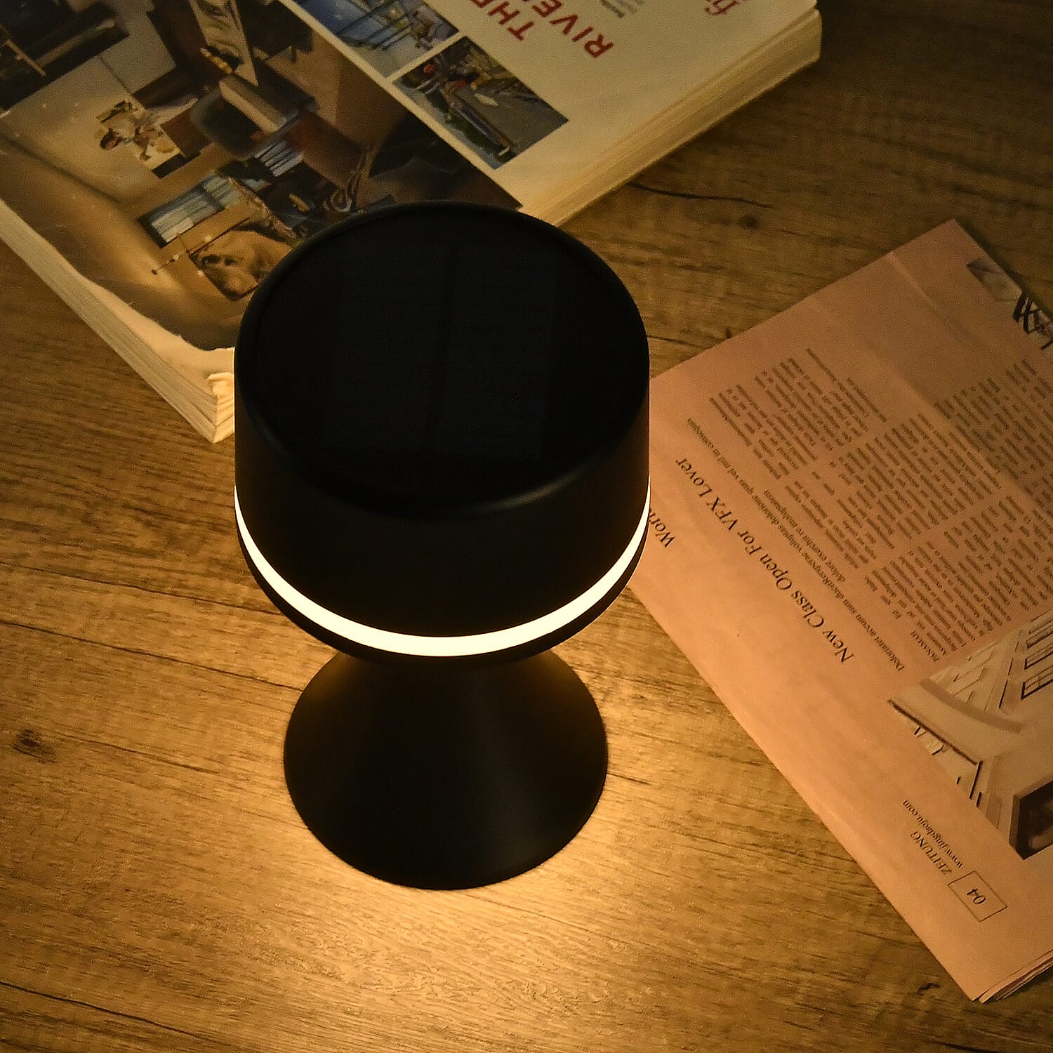 Solar Table Lamp with USB Recharge Function and 1200mah Battery - Black 7700593 2
