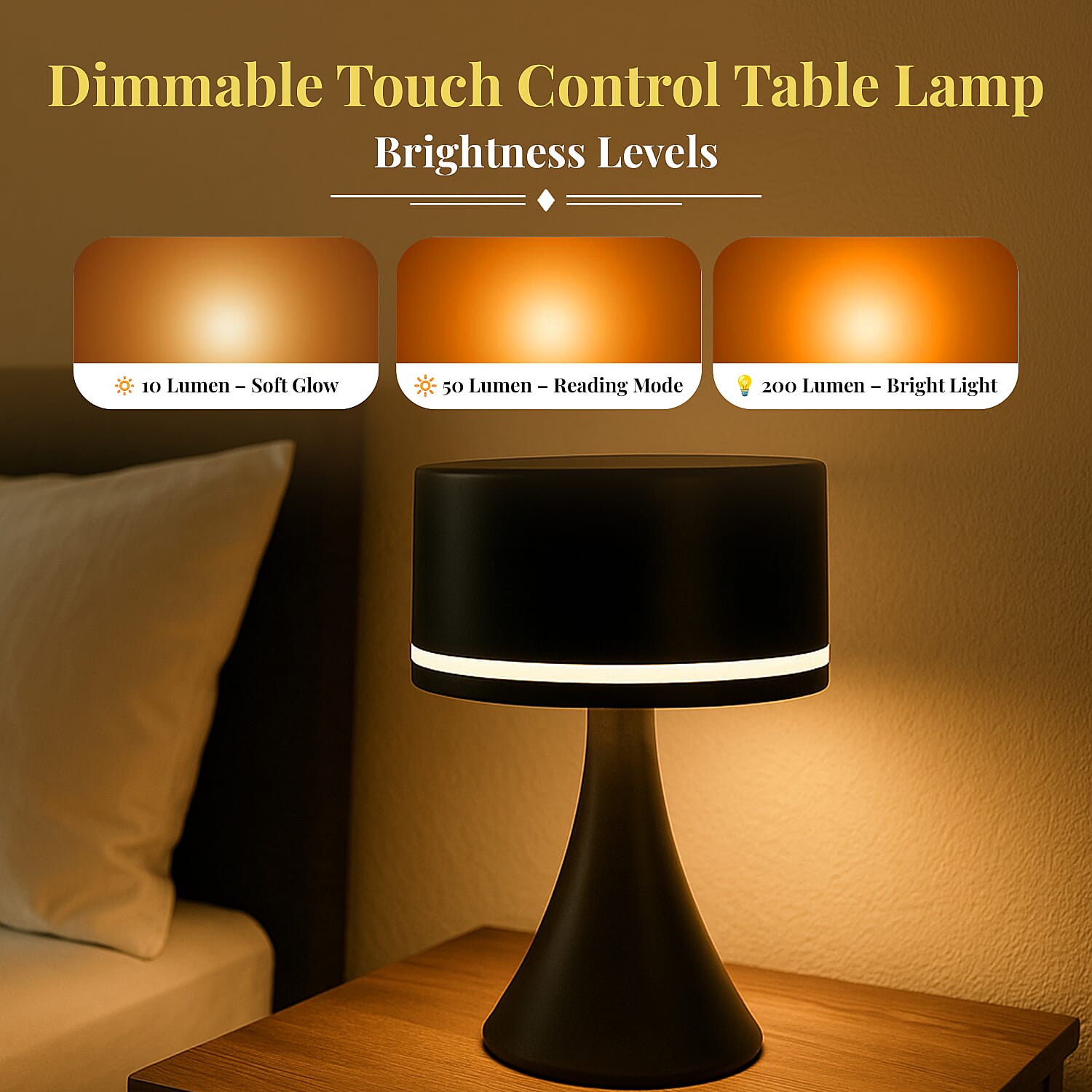 Solar Table Lamp with USB Recharge Function and 1200mah Battery - Black 7700593 4