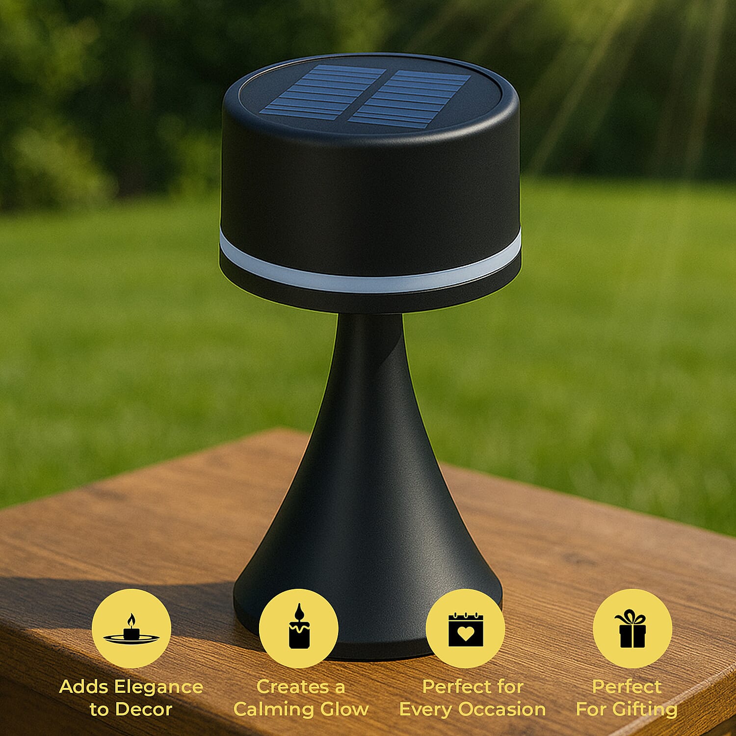 Solar Table Lamp with USB Recharge Function and 1200mah Battery - Black 7700593 6