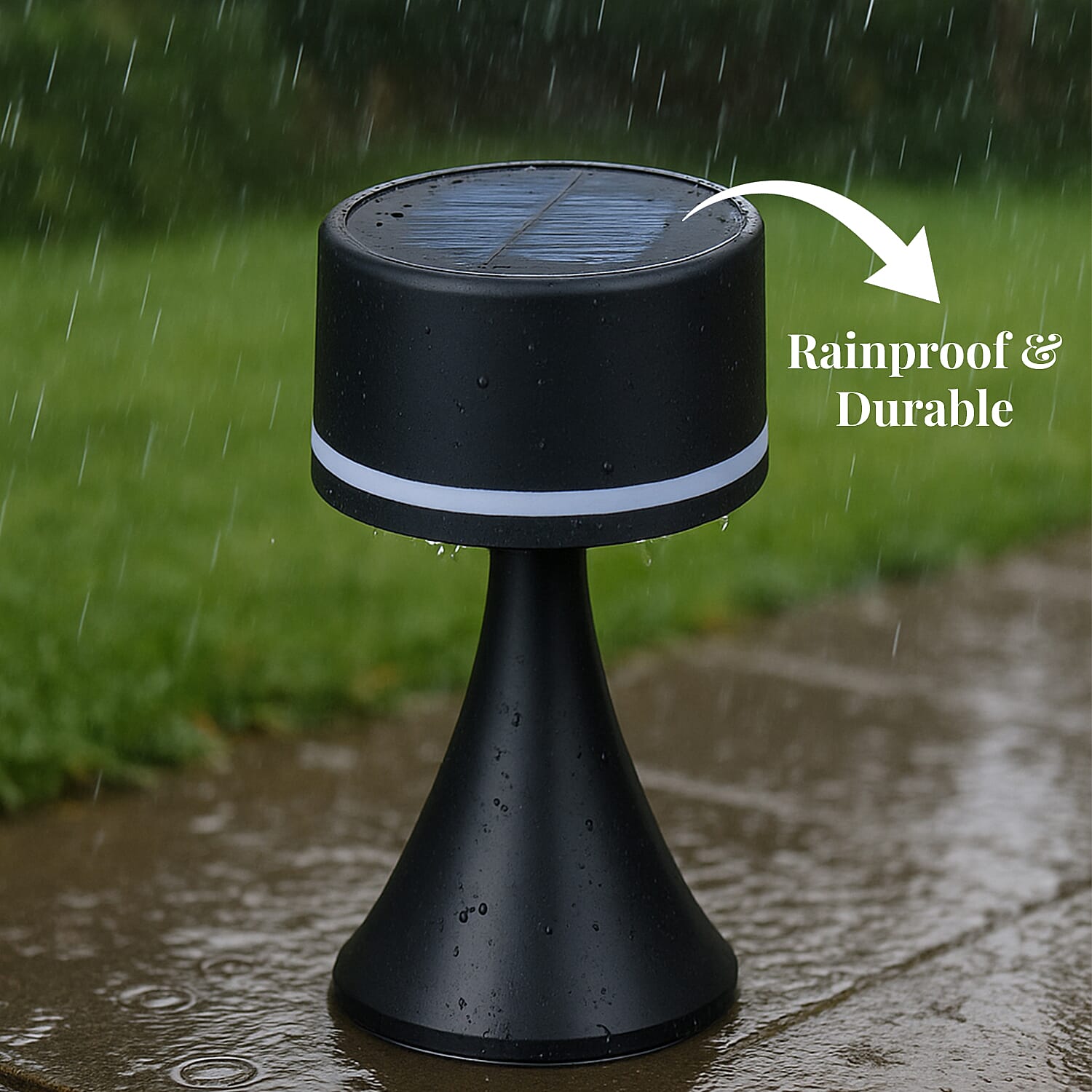 Solar Table Lamp with USB Recharge Function and 1200mah Battery - Black 7700593 7