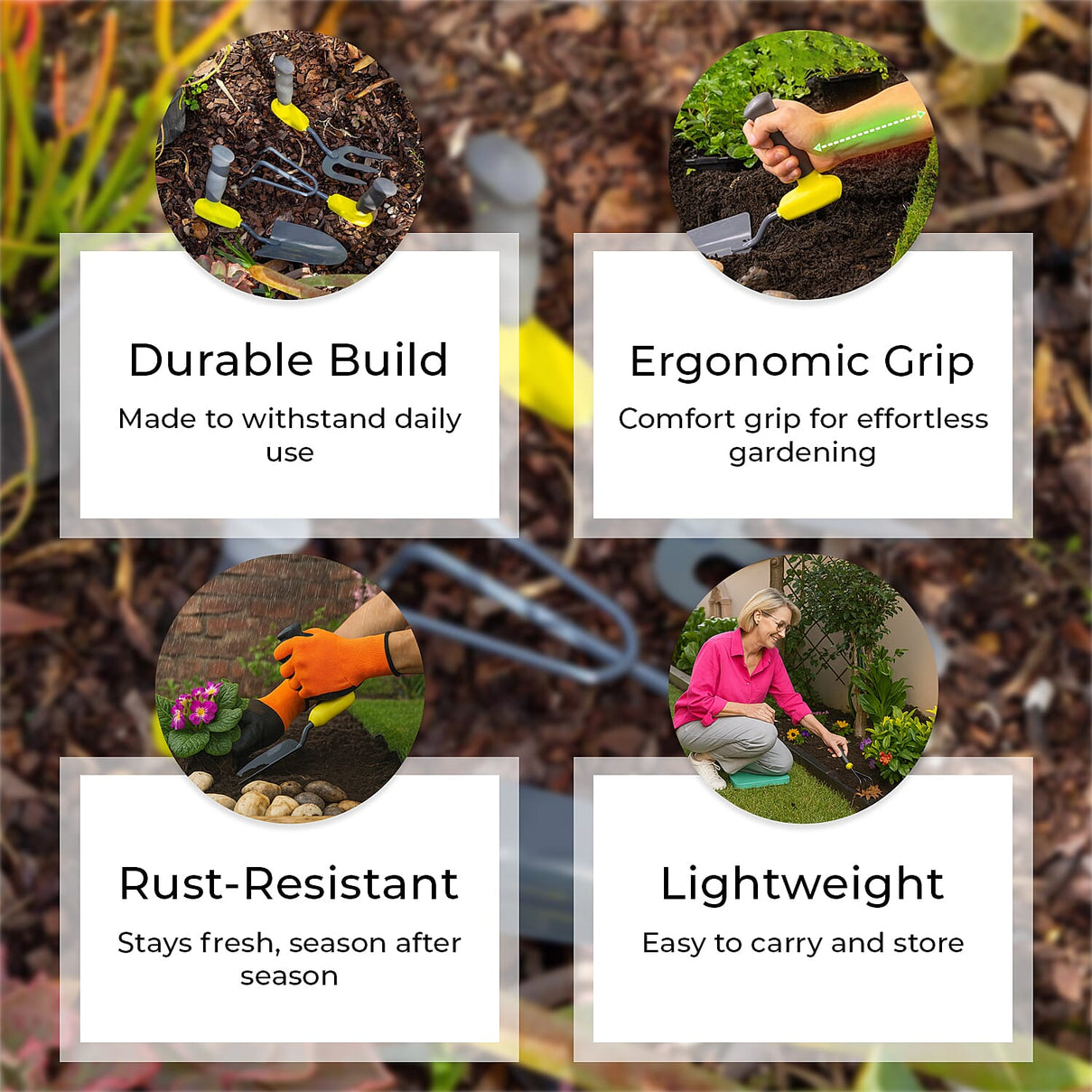 Set of 3 Gardening Tools - Includes a Shovel, Hand Rake, and Cultivator 7700656 3