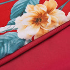 3 Piece Set - Peony Pattern Comforter with 2 Pillow Cases (Double Size 200x200 cm) - Red