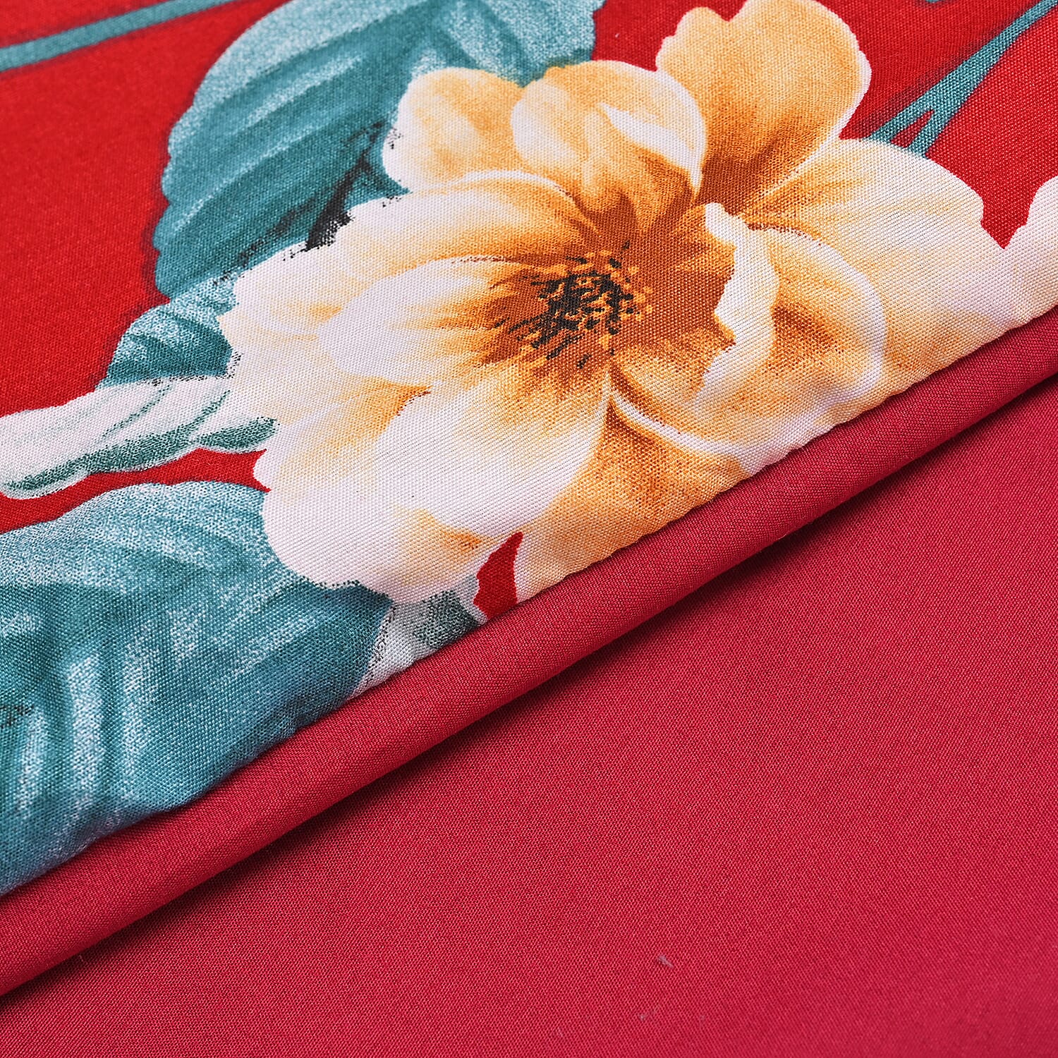 3 Piece Set - Peony Pattern Comforter with 2 Pillow Cases (Double Size 200x200 cm) - Red 7703128 9