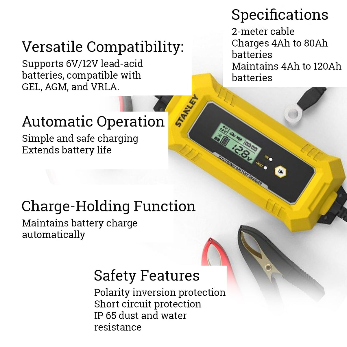 Stanley Smart Battery Charger (6-12V 4A) 7705500 3