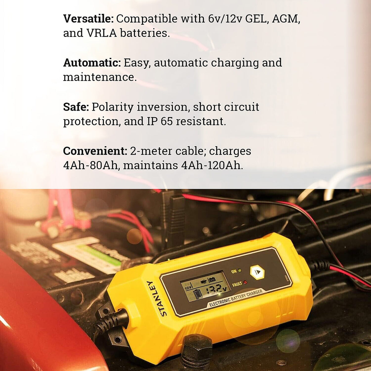 Stanley Smart Battery Charger (6-12V 4A) 7705500 4
