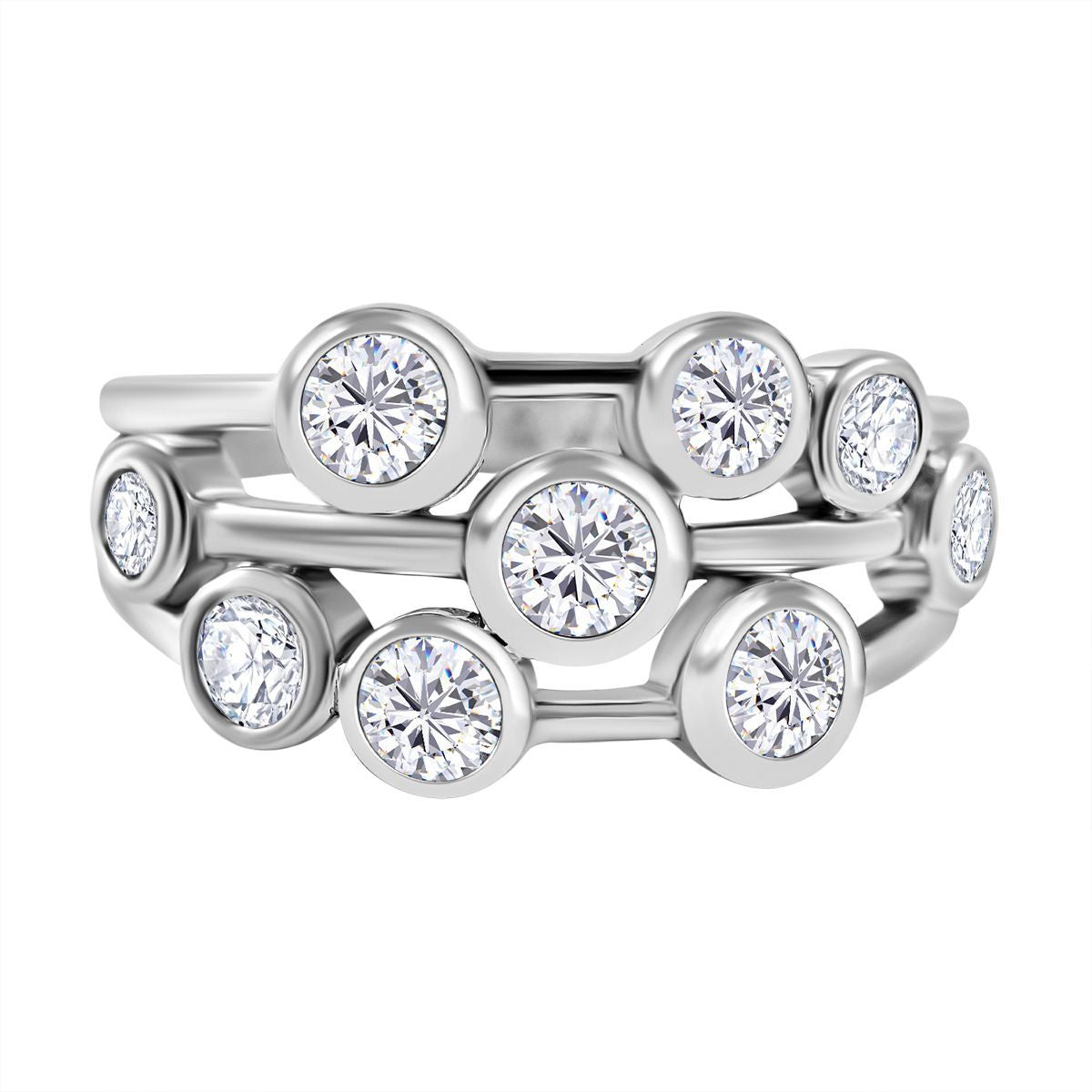 1.5 Ct. Moissanite Cluster Ring in Rhodium Sterling Silver 7705580 0