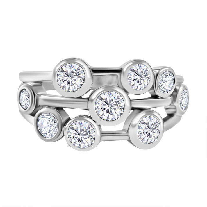 1.5 Ct. Moissanite Cluster Ring in Rhodium Sterling Silver 7705580 1