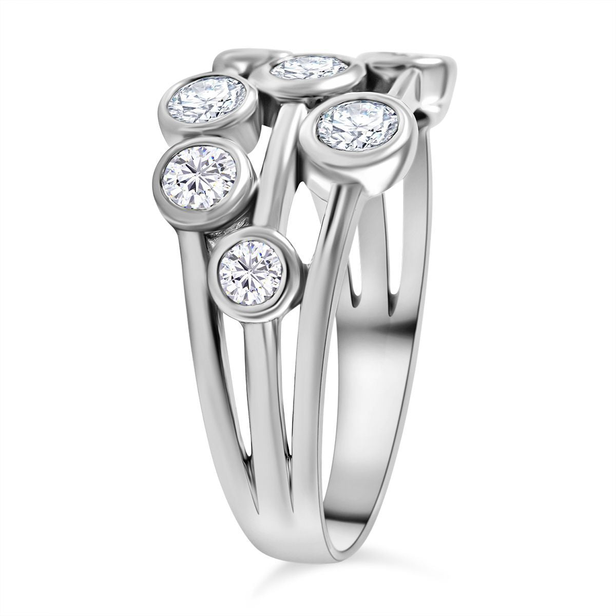 1.5 Ct. Moissanite Cluster Ring in Rhodium Sterling Silver 7705580 3