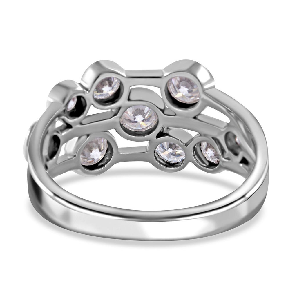 Designer Inspired - D'Joy Moissanite Bubble Ring in Rhodium Overlay Sterling Silver 1.49 Ct._7705580_4