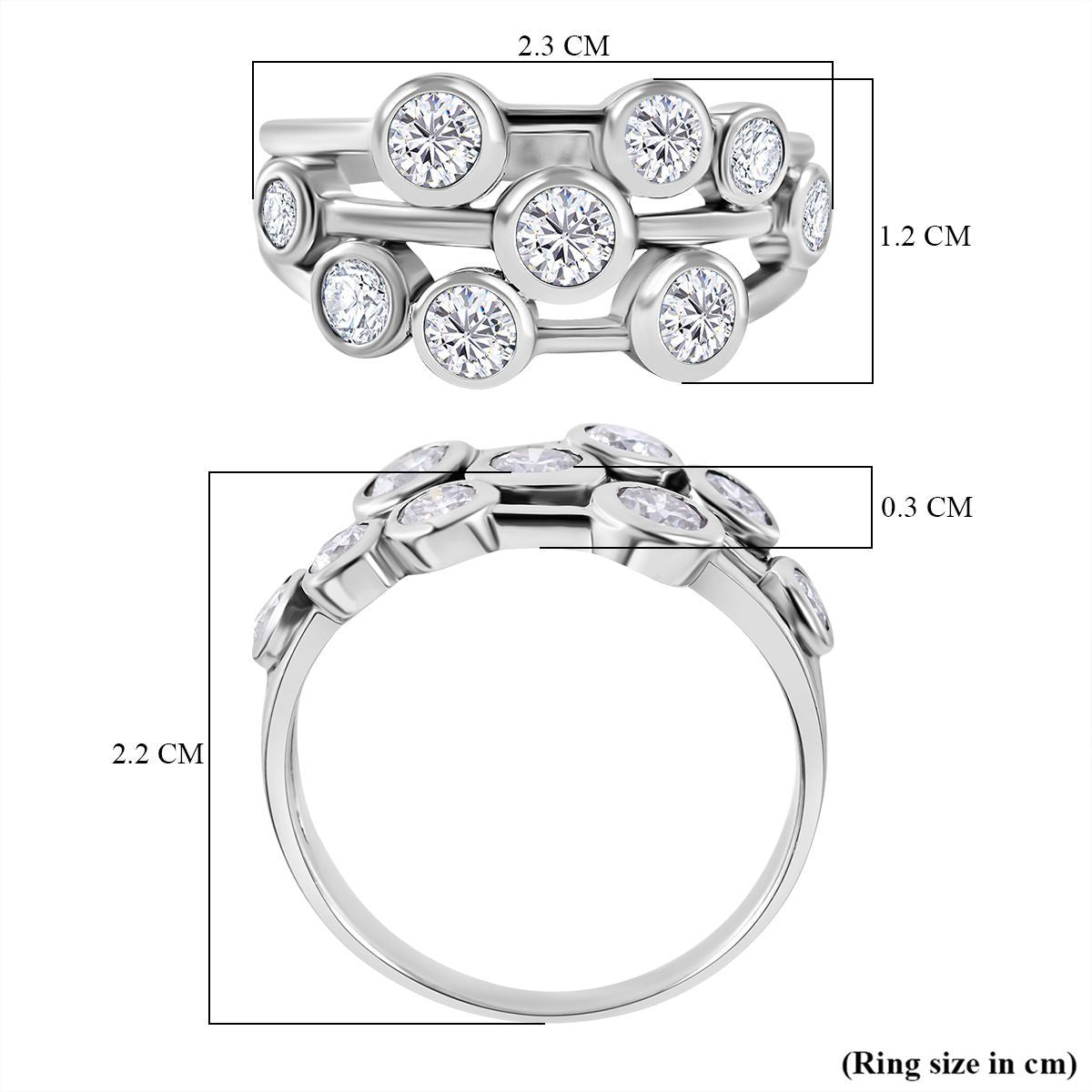1.5 Ct. Moissanite Cluster Ring in Rhodium Sterling Silver 7705580 5