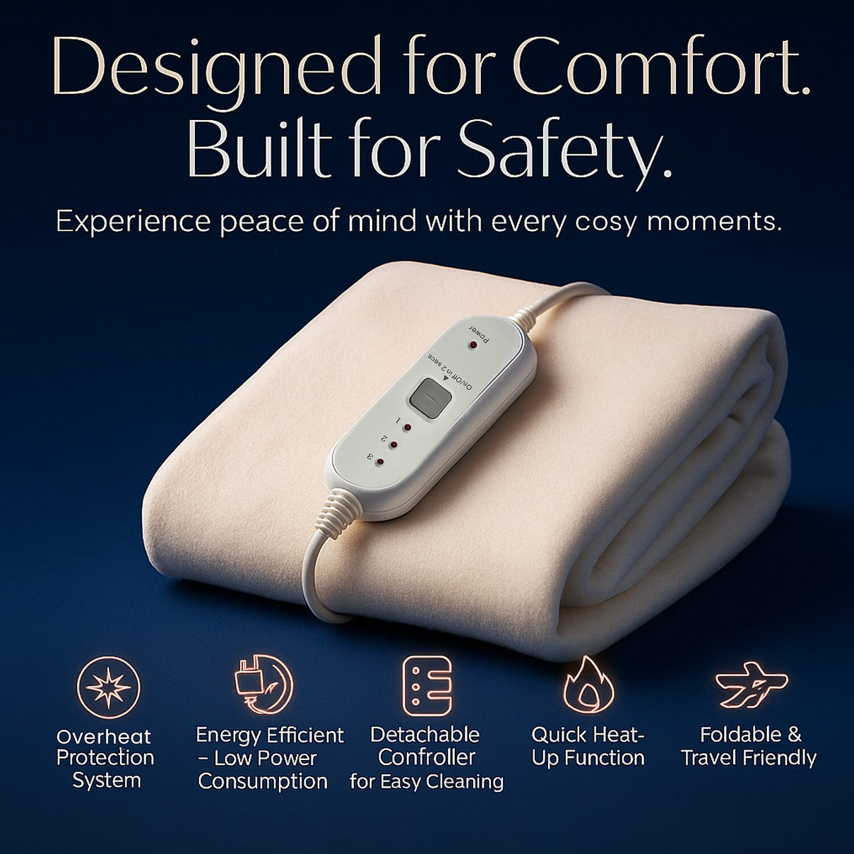 CUQOO Premium Heated Blanket with 3 Heat Setting &amp; LED Indicator Light 7707749 2