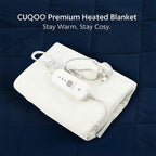 CUQOO Premium Heated Blanket with 3 Heat Setting & LED Indicator Light (Single Size 135x65 cm) - White