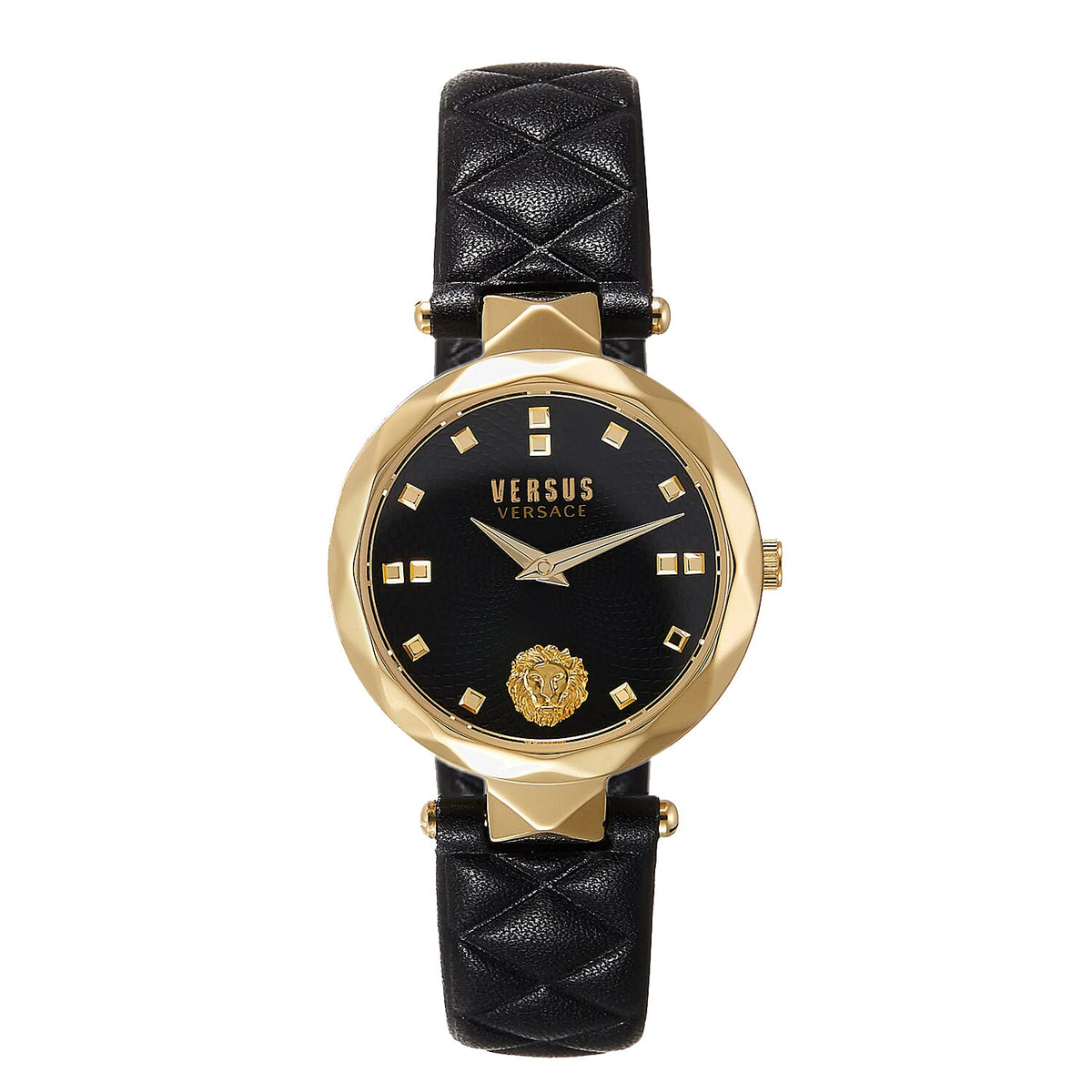 Versace Versus Convent Garden Peti Quartz Movement Black Dial 3ATM Water Resistant Analog Watch With Black Leather Strap 7707911 0
