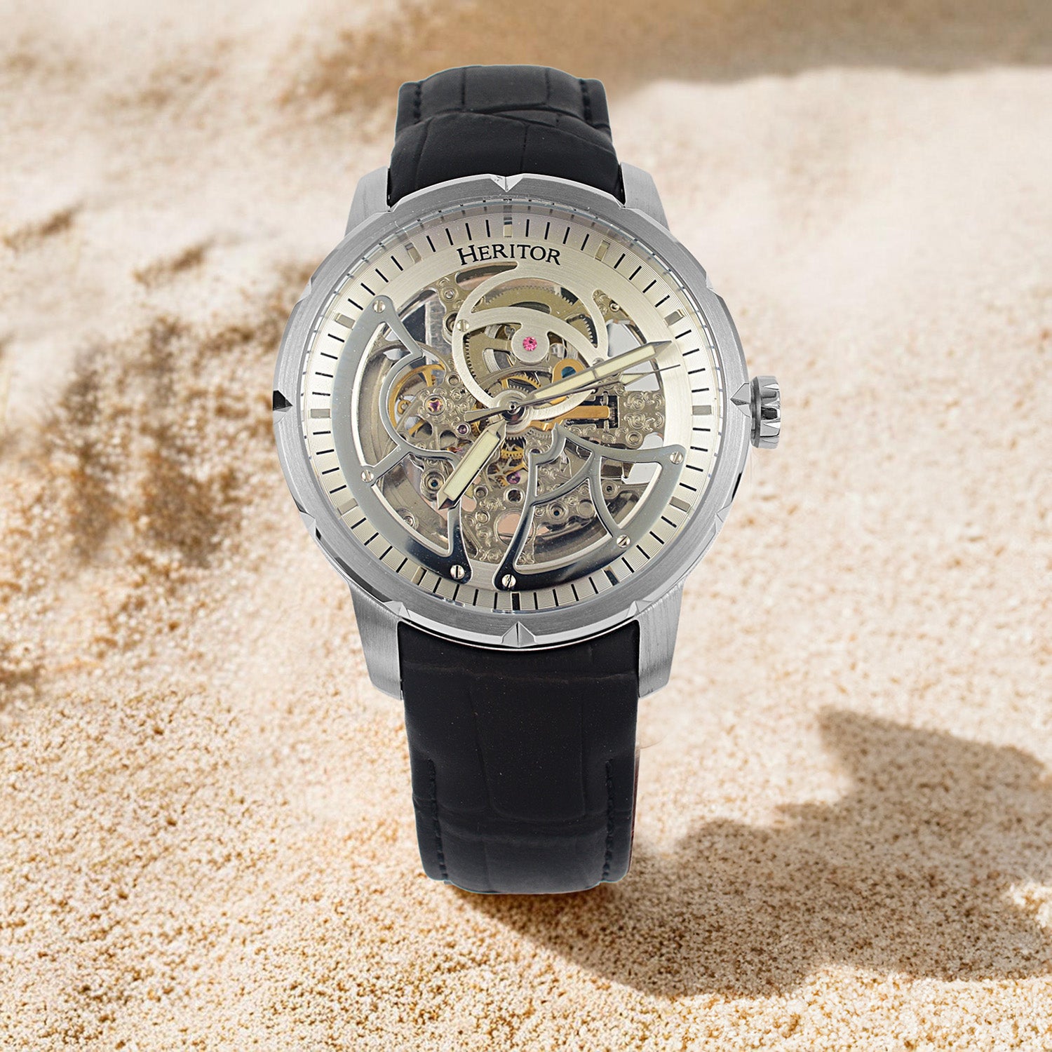 Ryder Collection Heritor Automatic Movement 5 ATM Water Resistant Watch with Black Genuine Leather Strap 7708586 2