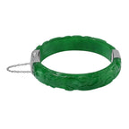 Hand Carved Green Jade Dragon Bangle in Rhodium Overlay Sterling Silver 270.00 ct_7708801_3
