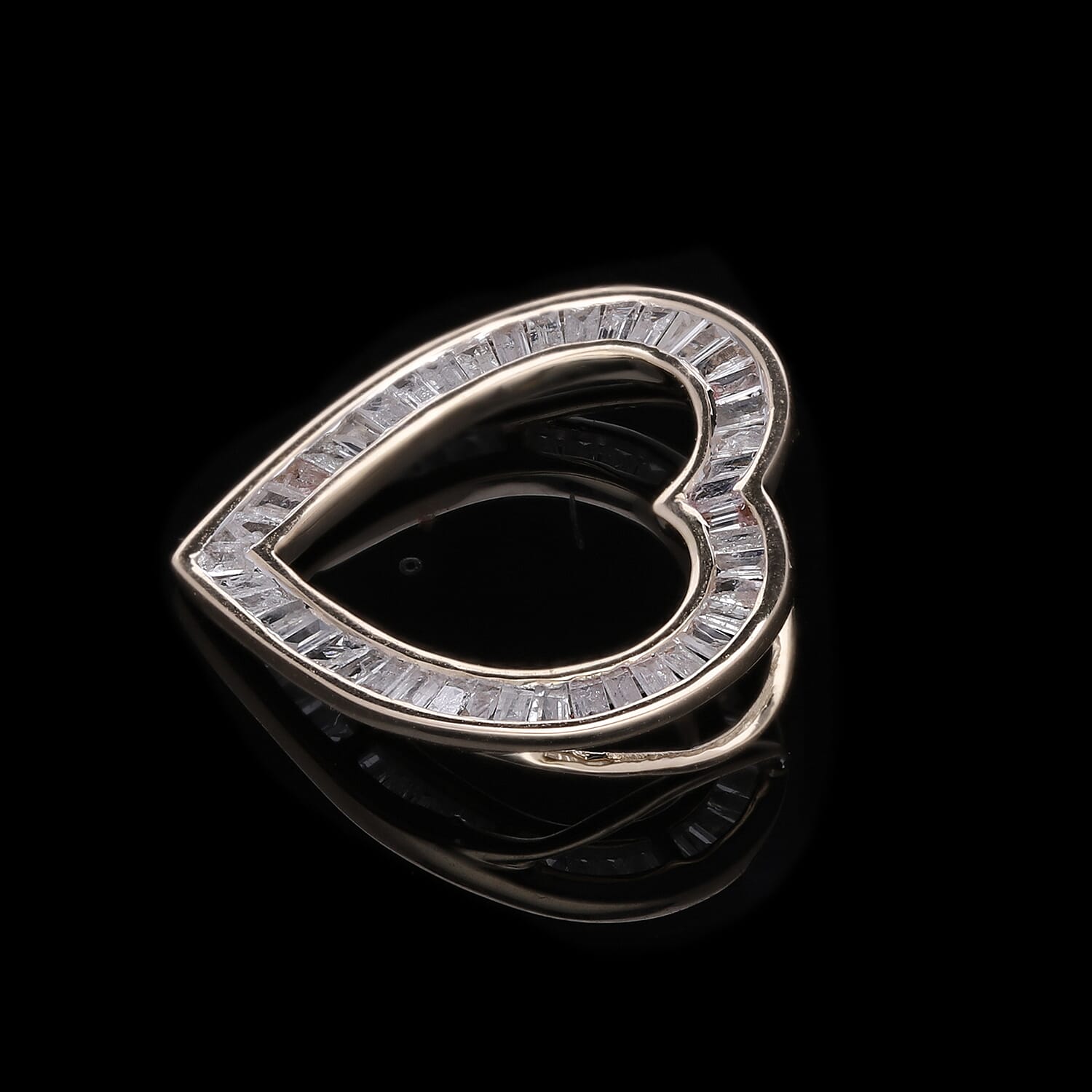 9K Yellow Gold White Diamond Heart Pendant 0.51 Ct. 7709295 1