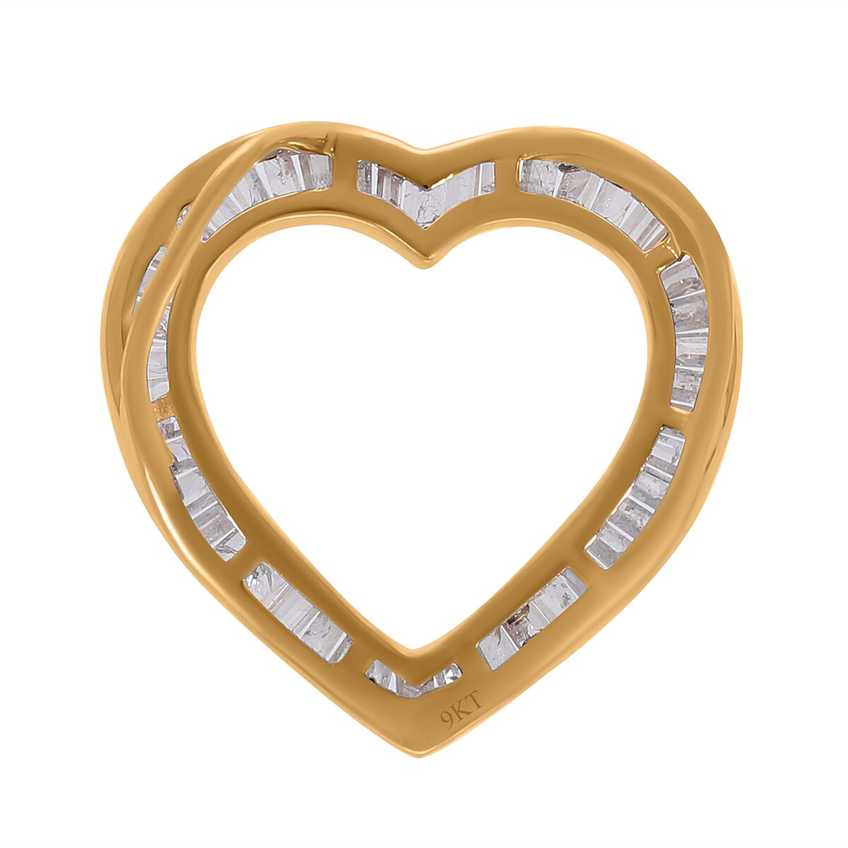 9K Yellow Gold White Diamond Heart Pendant 0.51 Ct. 7709295 4