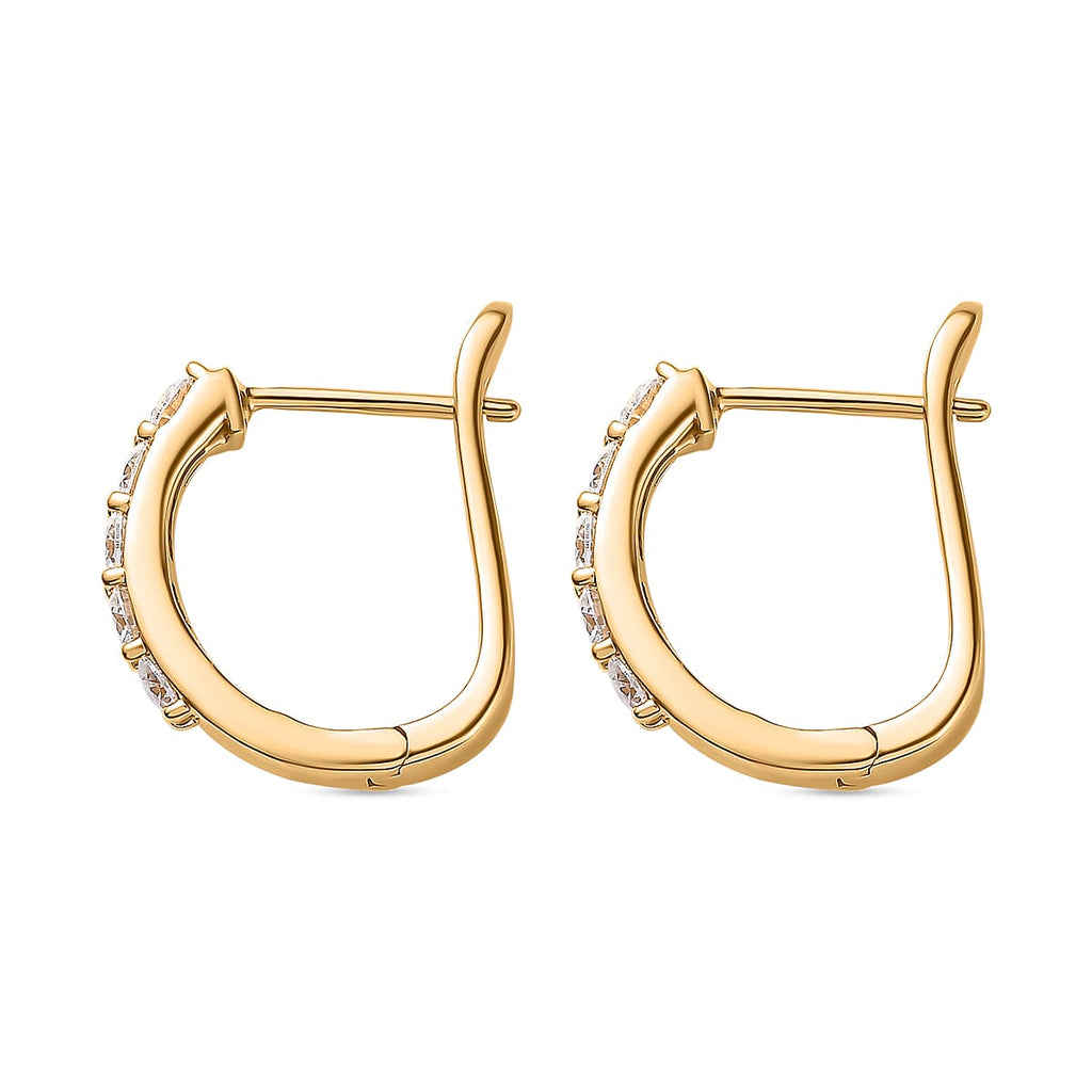 Moissanite J Hoop Earrings in 18K Vermeil Yellow Gold Plated Sterling Silver 1.00 Ct._7709836_3