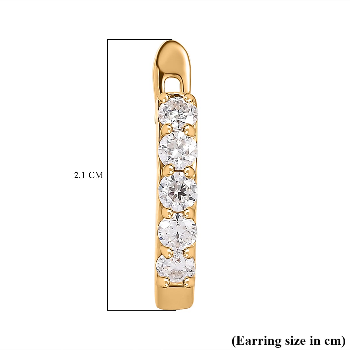Moissanite J Hoop Earrings in 18K Vermeil Yellow Gold Plated Sterling Silver 1.00 Ct. V32733974 5