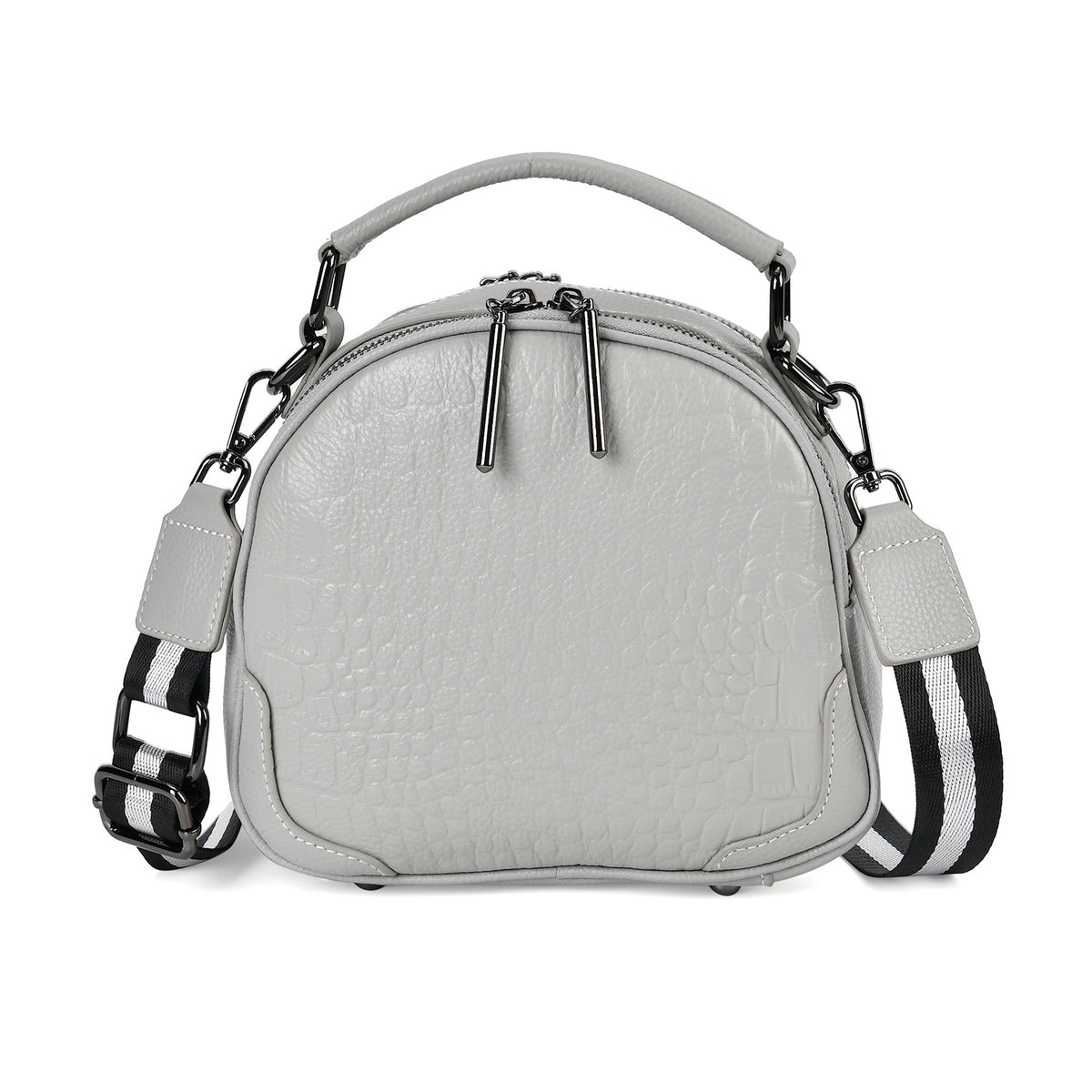 100% Genuine Leather Circle Croc Embossed Crossbody Bag - Creamy Off-White 7710165 0