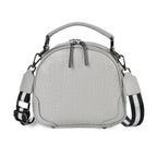 100% Genuine Leather Circle Croc Embossed Crossbody Bag - Creamy Off-White_7710165