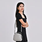 100% Genuine Leather Circle Croc Embossed Crossbody Bag - Creamy Off-White_7710165_1
