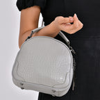 100% Genuine Leather Circle Croc Embossed Crossbody Bag - Creamy Off-White_7710165_2