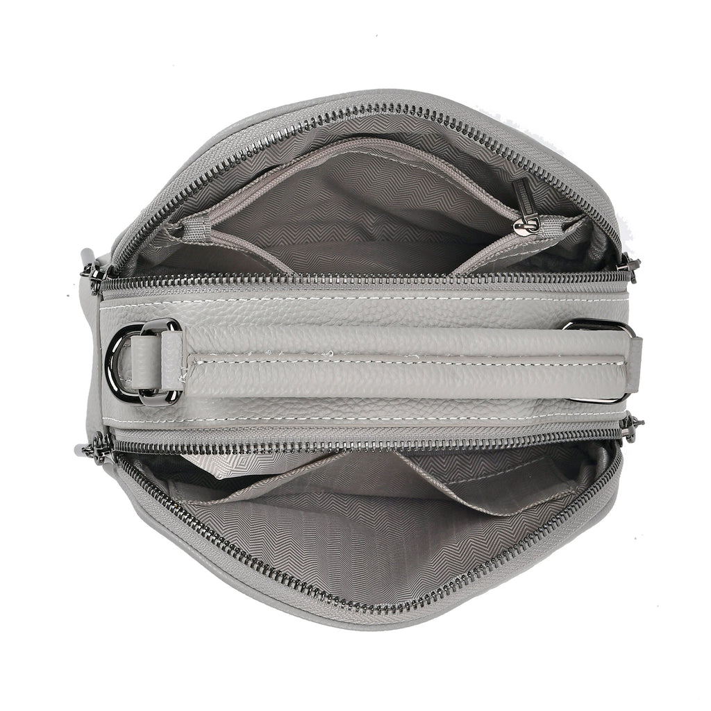 100% Genuine Leather Circle Croc Embossed Crossbody Bag - Creamy Off-White_7710165_5