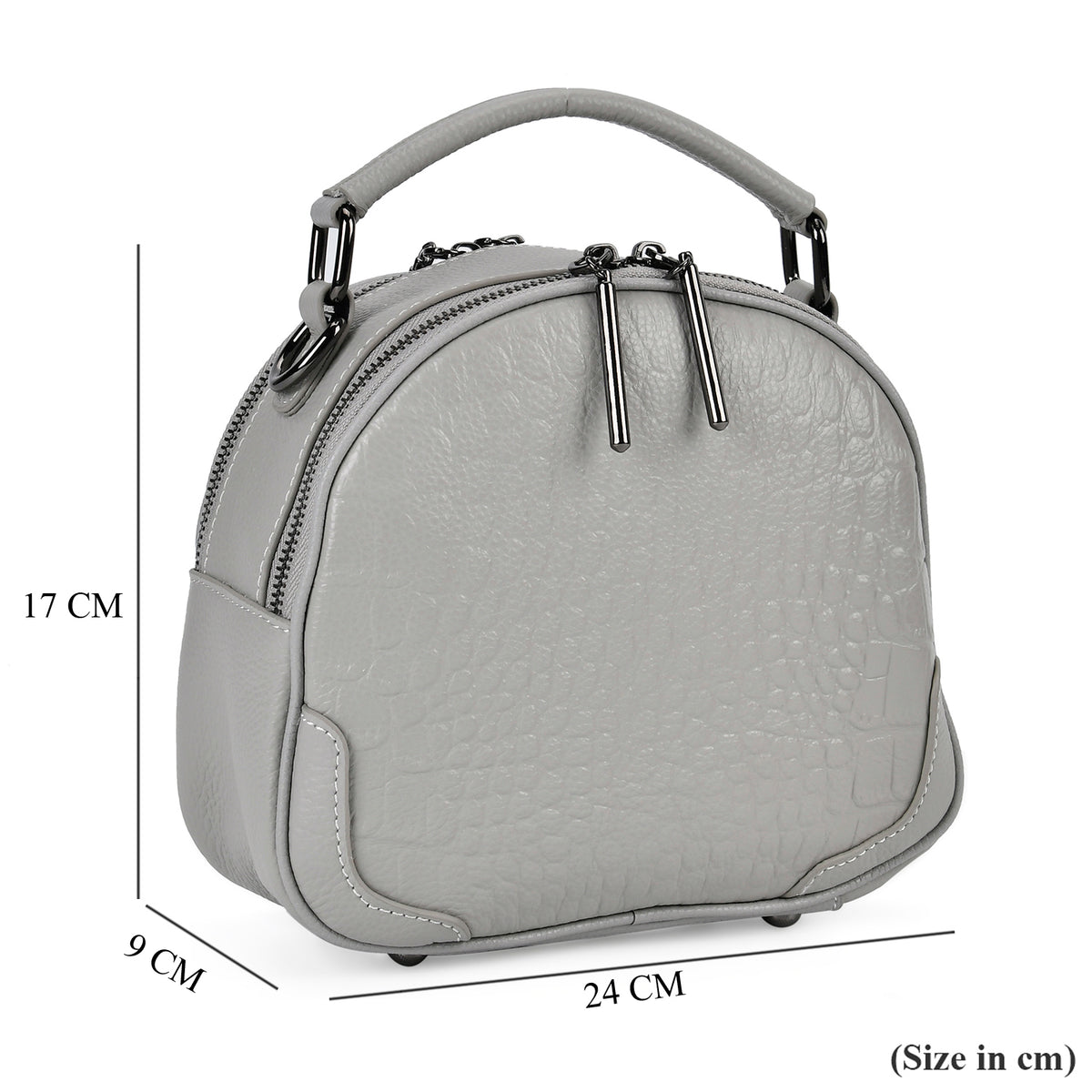 100% Genuine Leather Circle Croc Embossed Crossbody Bag - Creamy Off-White 7710165 8