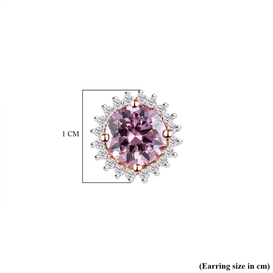 Pink and White Moissanite Stud Halo Earrings in 18K Rose Gold Vermeil Plated Sterling Silver 2.30 Ct. 7712313 5