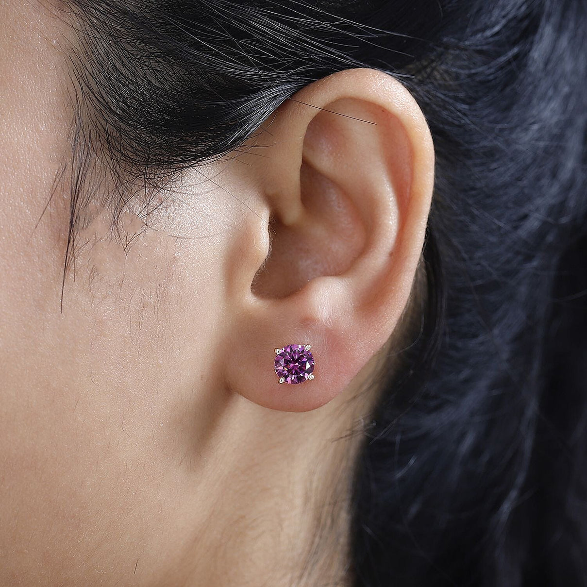 9K Rose Gold Pink Moissanite Stud Solitaire Earrings 2.00 Ct. 7712349 2