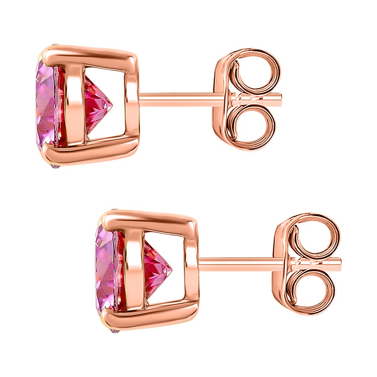 9K Rose Gold Pink Moissanite Stud Solitaire Earrings 2.00 Ct. 7712349 4