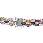 Multi-Tourmaline & Natural Zircon Bracelet (Size - 7) in Platinum Overlay Sterling Silver 19.40 Ct, Silver Wt 19.55 Gms_7712887_3