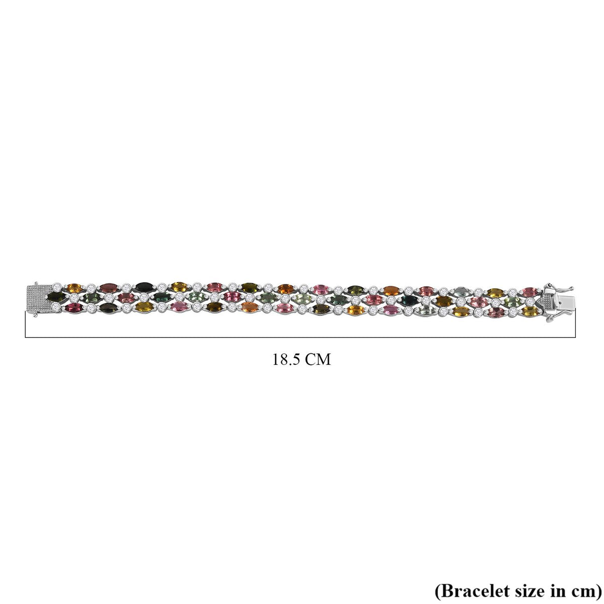 Multi-Tourmaline &amp; Natural Zircon Bracelet (Size - 7) in Platinum Overlay Sterling Silver 19.40 Ct, Silver Wt 19.55 Gms 7712887 5